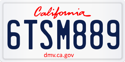 CA license plate 6TSM889