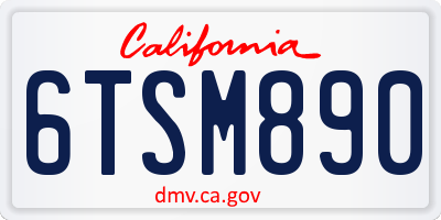 CA license plate 6TSM890
