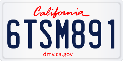 CA license plate 6TSM891