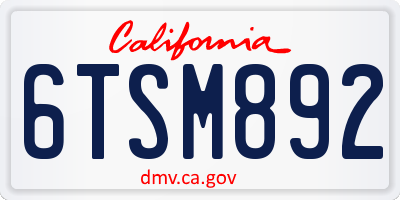 CA license plate 6TSM892