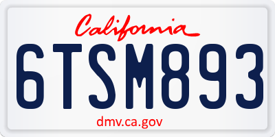 CA license plate 6TSM893
