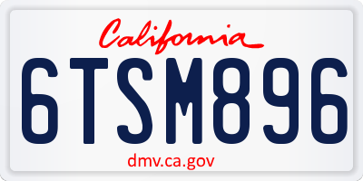CA license plate 6TSM896