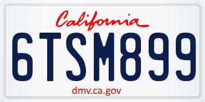 CA license plate 6TSM899
