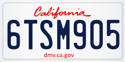 CA license plate 6TSM905