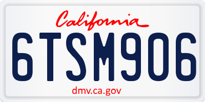 CA license plate 6TSM906