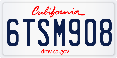CA license plate 6TSM908