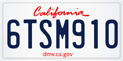 CA license plate 6TSM910