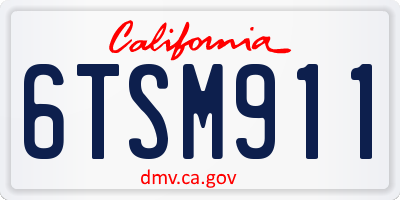 CA license plate 6TSM911