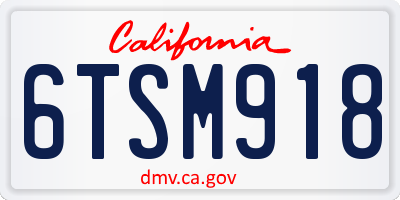 CA license plate 6TSM918
