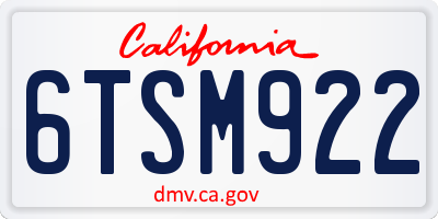 CA license plate 6TSM922