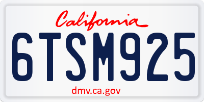 CA license plate 6TSM925