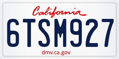 CA license plate 6TSM927