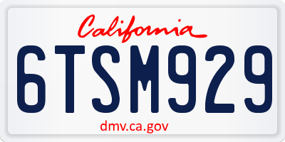 CA license plate 6TSM929