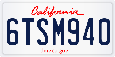 CA license plate 6TSM940