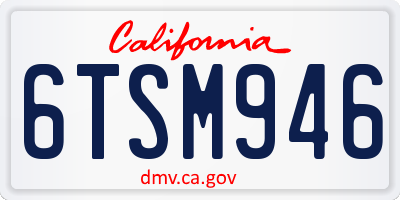 CA license plate 6TSM946