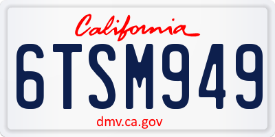 CA license plate 6TSM949
