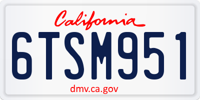 CA license plate 6TSM951