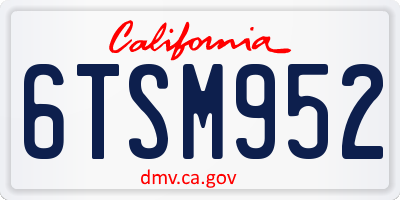 CA license plate 6TSM952