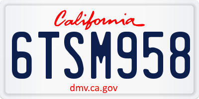 CA license plate 6TSM958