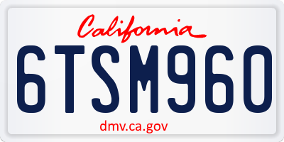 CA license plate 6TSM960