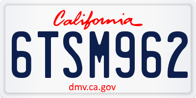 CA license plate 6TSM962