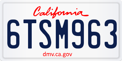 CA license plate 6TSM963