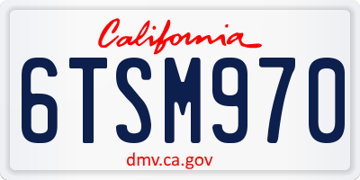 CA license plate 6TSM970