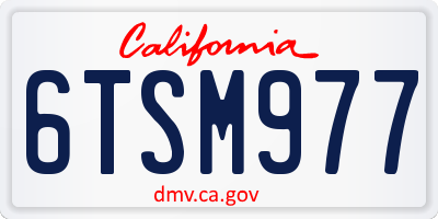 CA license plate 6TSM977