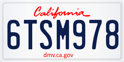 CA license plate 6TSM978