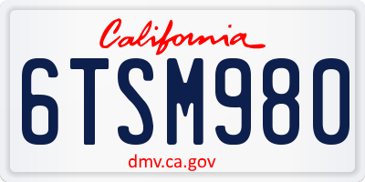 CA license plate 6TSM980