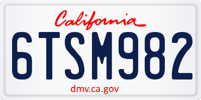 CA license plate 6TSM982