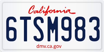 CA license plate 6TSM983