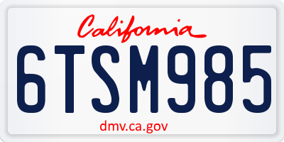 CA license plate 6TSM985