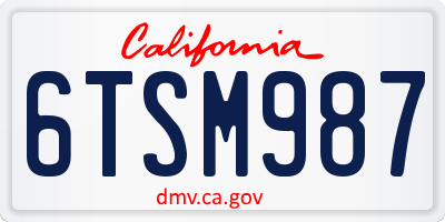 CA license plate 6TSM987