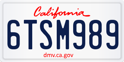 CA license plate 6TSM989