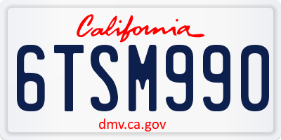 CA license plate 6TSM990