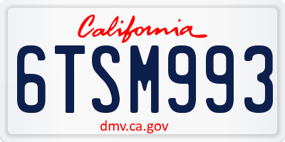 CA license plate 6TSM993