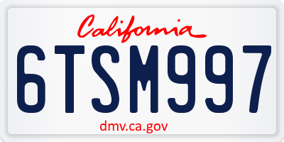 CA license plate 6TSM997