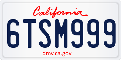 CA license plate 6TSM999