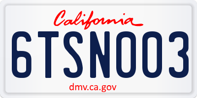 CA license plate 6TSN003