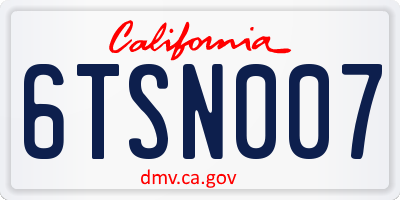 CA license plate 6TSN007