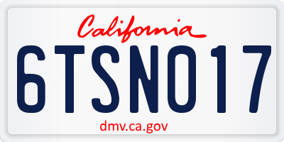 CA license plate 6TSN017