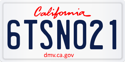 CA license plate 6TSN021