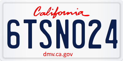 CA license plate 6TSN024