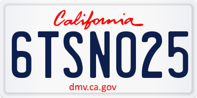 CA license plate 6TSN025