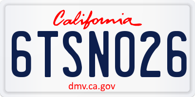 CA license plate 6TSN026