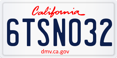 CA license plate 6TSN032