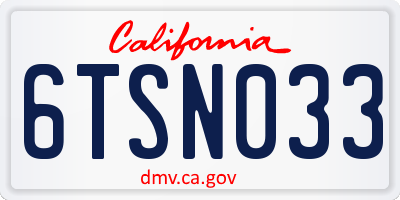 CA license plate 6TSN033