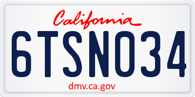 CA license plate 6TSN034