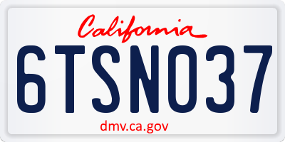 CA license plate 6TSN037
